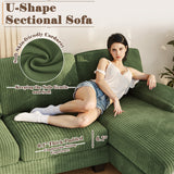 Homall U Shaped Sectional Sofa with Soft Corduroy Sofa Couch with Double Chaise for Apartments,Living Room