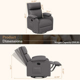 Homall 360° Massage Swivel Rocker Recliner Small Rocking PU Leather Chairs with Side Pockets for Small Spaces