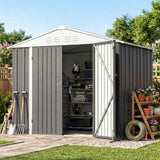 Homall 8 x 6 ft Outdoor Storage Shed, Durable Patio Metal Storage Shed with Floor Frame & Lockable Doors for Garden Backyard Lawn