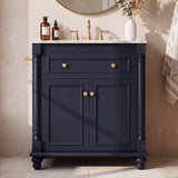 Homall 30'' Bathroom Vanity with Ceramic Sink, Storage Cabinet & Towel Bar, Modern Farmhouse Bathroom Vanity for Small Bathrooms & Powder Rooms