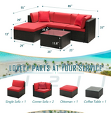 LACOO 5 Pieces Patio Sectional Set PE Rattan Outdoor All-Weather Wicker Conversation Set with Table
