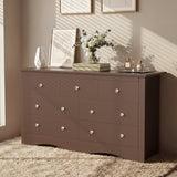 Homall 6 Drawer Double Dresser Equipped with an Anti-Toppling Device, Modern Wood Chest of Drawer for Living Room Bedroom