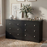 Homall 6 Drawer Double Dresser Equipped with an Anti-Toppling Device, Modern Wood Chest of Drawer for Living Room Bedroom