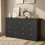 Homall 6 Drawer Double Dresser Equipped with an Anti-Toppling Device, Modern Wood Chest of Drawer for Living Room Bedroom