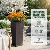 Homall 25" Tall Plastic Planter Set of 2 with Inside Pots, Drainages, for Outdoor and Indoor