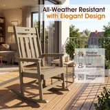 Homall Oversized HDPE Outdoor Rocking Chair, All-Weather Patio Rocker with Wide Armrests, Heavy-Duty 300LBS Outdoor Rocker Chair for Porch, Lawn & Backyard, Black