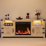 Furmax 65 inch Electric Fireplace TV Stand with Adjustable Color Lighting & Remote Control, Media Console with 2 Cabinets & Shelves for Living Room, Bedroom, Entertainment Center