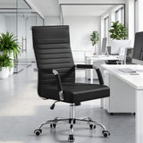 Vyrox Modern Office Chair, Mid-Back Faux Leather Swivel Reception & Conference Chair， Ergonomic Swivel Chair with Arms