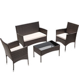 Lacoo 4 Pieces Patio Conversation Set Outdoor PE Rattan Wicker Chairs Set and Table