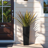 Homall 2-Pack Plastic Planter with Inside Pots, 24" Tall Planter for Indoor Outdoor Use, Rattan pattern Decorative Plastic Pot for Front Porch Containers Patio Deck