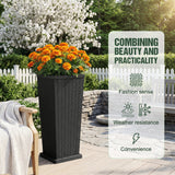 Homall 25" Tall Plastic Planter Set of 2 with Inside Pots, Drainages, for Outdoor and Indoor