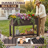 Homall 32" Tall Raised Garden Bed with Legs & Shelf, Outdoor Planter Box for Gardening Vegetables, Flowers and Herbs, 20 Gallon Capacity, Brown