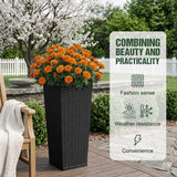 Homall 25" Tall Plastic Planter Set of 2 with Inside Pots, Drainages, for Outdoor and Indoor