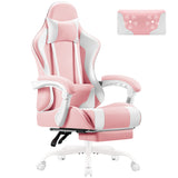 Vyrox PU Leather Gaming Chair with Massage Lumbar Support, Ergonomic High Back Computer Gamer Chair with Adjustable Footrest