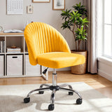 Vyrox Home Office Chair, Adjustable Swivel Vanity Chair with Wheels, Upholstered Mid-Back Rolling Task Chair, Armless Desk Chair for Bedroom, Living Room, Study