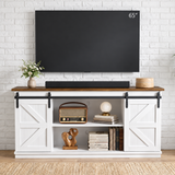 Homall Farmhouse TV Stand for TVs up to 65'', Storage Cabinet with Sliding Barn Door, Entertainment Center for Living Room