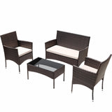 Lacoo 4 Pieces Patio Conversation Set Outdoor PE Rattan Wicker Chairs Set and Table