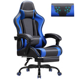 Vyrox PU Leather Gaming Chair with Massage Lumbar Support, Ergonomic High Back Computer Gamer Chair with Adjustable Footrest