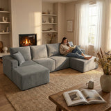 Homall Modular Corduroy Sofa, Sectional Couch with Convertible Modules, Modern Minimalist Sofa Set for Living Room, Freely Combinable Sofa Furniture