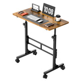 Homall 32" Small Standing Desk with Mobile Lockable Wheels, Adjustable Height Portable Desk for Home Office, Black