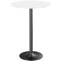 Homall Bistro Pub Table Round Bar Height Cocktail Table Metal Base MDF Top Obsidian Table with Black Leg 23.8-Inch Top, 39.5-Inch Height