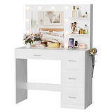 Homall Vanity Desk with Mirror, 3 Modes LED Lights and USB Power Outlet, Makeup Vanity Table with 6 Storage Shelves and 7 Drawers for Dressing Room Bedroom