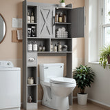 Homall Over The Toilet Storage Cabinet with Barn Doors, Farmhouse Style Space Saver for Over Toilet Storage with Toilet Paper Holder, for Bathroom, Restroom, Gray