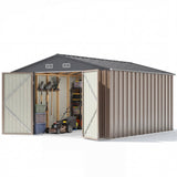 Homall, Outdoor Storage Shed Metal 10x12FT Tool Shed Brown for Garden, Garage, Patio & Equipment