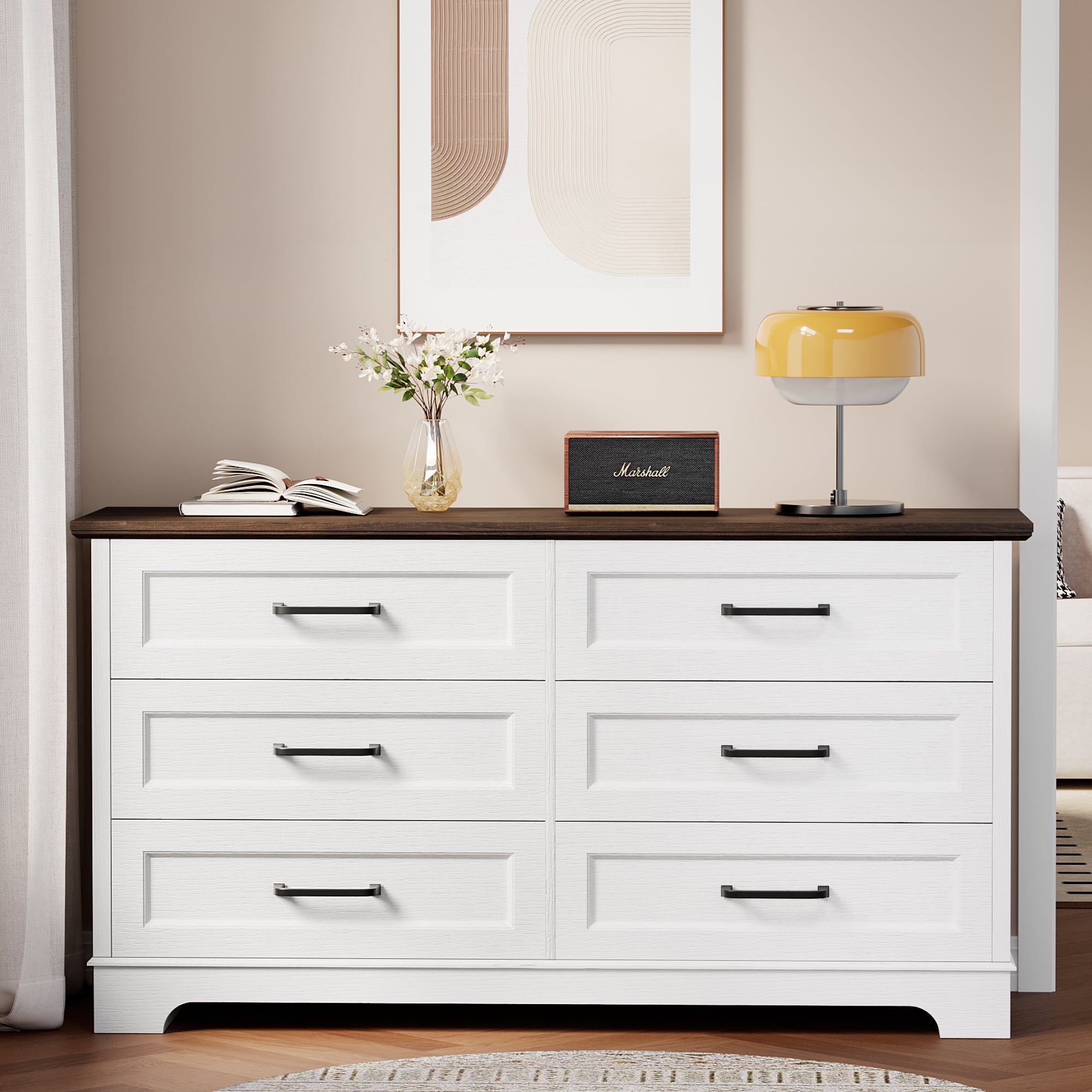 Homall 6-Drawer Wood Dresser for Bedroom, Large Storage Cabinet with Anti-Tip Safety and Modern Arch Design, Double Classified Storage Organizer Chest ... Homall 6-Drawer Wood Dresser for Bedroom, Large Storage Cabinet with Anti-Tip Safety and Modern Arch Design, Double Classified Storage Organizer Chest ...