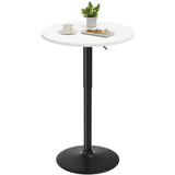 Homall 2 Pieces Bar Table Height Adjustable Bistro Pub Table Cocktail Round Table with Metal Base, White/Sliver