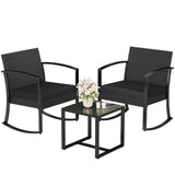 Homall 3 Pieces Patio Bistro Chairs Set, Outdoor PE Rattan Chairs with Cushions and Coffee Table Conversation Set