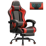 Vyrox PU Leather Gaming Chair with Massage Lumbar Support, Ergonomic High Back Computer Gamer Chair with Adjustable Footrest