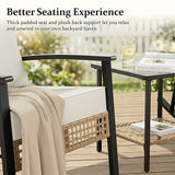 Lacoo 3 Pieces Patio Conversation Set Outdoor Rocking Bistro Set Wicker Furniture PE Rattan Chairs with Table for Lawn Courtyard Garden Balcony