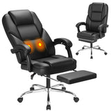Vyrox Ergonomic Executive Office Chair with Massage Lumbar Support & Footrest, Reclining High Back Leather Office Chair with Padded Armrests, Adjustable Height Desk Chair