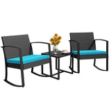 Homall 3 Pieces Patio Bistro Chairs Set, Outdoor PE Rattan Chairs with Cushions and Coffee Table Conversation Set