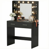 Homall Makeup Vanity Set with Mirro & 3 Modes Lights, Vanity Desk with Stool & Storage Drawers Shelves, Vanity Table with Power Outlet for Bedroom Dressing Room