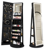 Homall Jewelry Armoire Cabinet 360°Rotating Mirror Storage Organizer Box with Led Light
