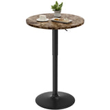 Homall 2 Pieces Bar Table Height Adjustable Bistro Pub Table Cocktail Round Table with Metal Base, White/Sliver