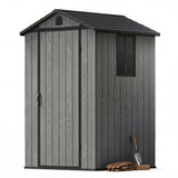 HOMALL 4x4ft Resin Storage Shed, Lockable Outdoor Garden Tool Shed with Heavy-Duty & Weatherproof Design