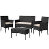 Homall 4 Pieces Outdoor Patio Furniture Brown PE Rattan Wicker Table and Chairs Set Backyard Poolside Garden Porch Sets with Cushioned