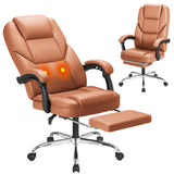 Vyrox Ergonomic Executive Office Chair with Massage Lumbar Support & Footrest, Reclining High Back Leather Office Chair with Padded Armrests, Adjustable Height Desk Chair