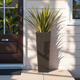 Homall 2-Pack Plastic Planter with Inside Pots, 24" Tall Planter for Indoor Outdoor Use, Rattan pattern Decorative Plastic Pot for Front Porch Containers Patio Deck
