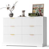 Homall Fluted 6 Drawers Dresser for Bedroom, 48" Modern Chest of Drawers with Metal Handle, Wood Closet Storage Organizer for Living Room