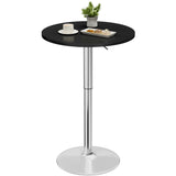 Homall 2 Pieces Bar Table Height Adjustable Bistro Pub Table Cocktail Round Table with Metal Base, White/Sliver