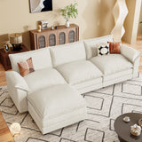 Homall 3-seat Cloud Couch L-shaped Sectional Sofa with reversible toffee chair Movable Footrest Sofa