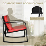 Lacoo 3 Pieces Outdoor Rocking Chair Furniture Sets Modern Patio Furniture Set Rocking Wicker Bistro Sets Cushioned PE Rattan Chairs Conversation Sets with Glass Coffee Table
