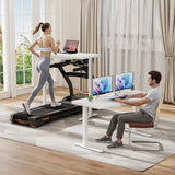 Homall 48" x 24" Wood Top Electric Standing Desk with Drawer, Height Adjustable Desk with Phone Stand & Charging Ports, Sit Stand up for Home Office,Beige