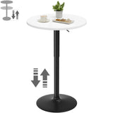 Homall 2 Pieces Bar Table Height Adjustable Bistro Pub Table Cocktail Round Table with Metal Base, White/Sliver