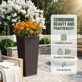 Homall 25" Tall Plastic Planter Set of 2 with Inside Pots, Drainages, for Outdoor and Indoor