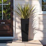 Homall 2-Pack Plastic Planter with Inside Pots, 24" Tall Planter for Indoor Outdoor Use, Rattan pattern Decorative Plastic Pot for Front Porch Containers Patio Deck
